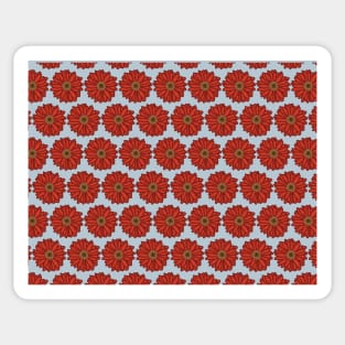 Red Floral Pattern with Blue Background Sticker